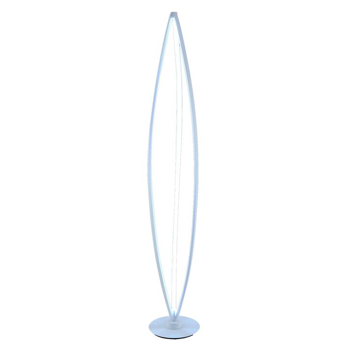 60 Inch Floor Lamp, Modern Accent Round Base, Sturdy Metal Body, White-Benzara