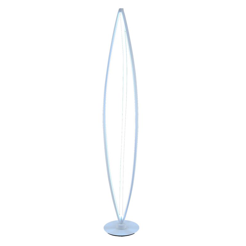 60 Inch Floor Lamp, Modern Accent Round Base, Sturdy Metal Body, White-Benzara