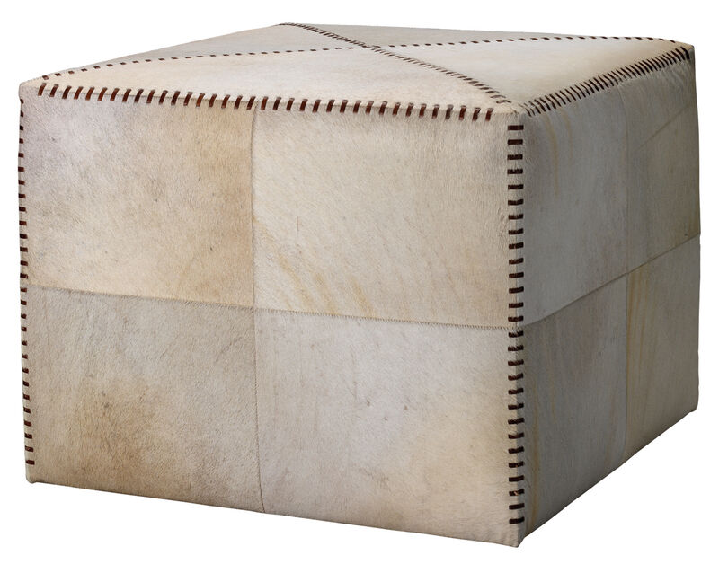 White Large Hair on Hide Ottoman