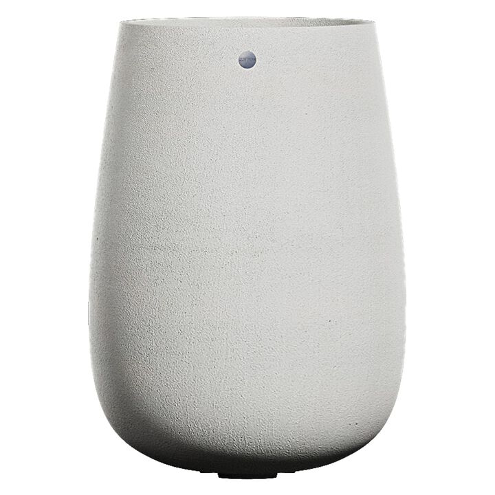 COSAPOTS Mondo High Tall Planter – White Stone Finish – Fiberglass Indoor/Outdoor and Weather-Resistant Round Planter (17.7" D x 30.9" H Exterior, 16.5" D x 30.7" H Interior)