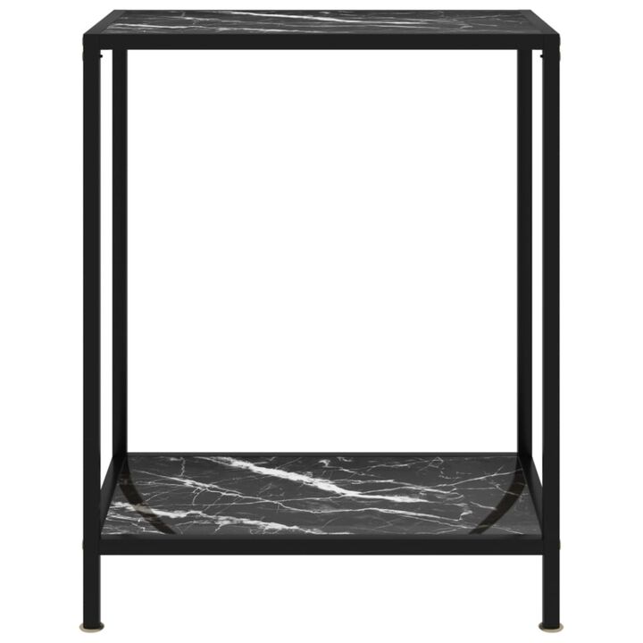 vidaXL Console Table Black 23.6"x13.8"x29.5" Tempered Glass
