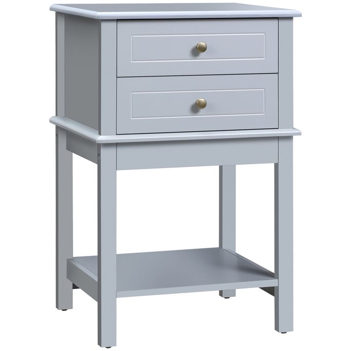 Light Grey End Table: Modern Sofa Side Table with Drawers