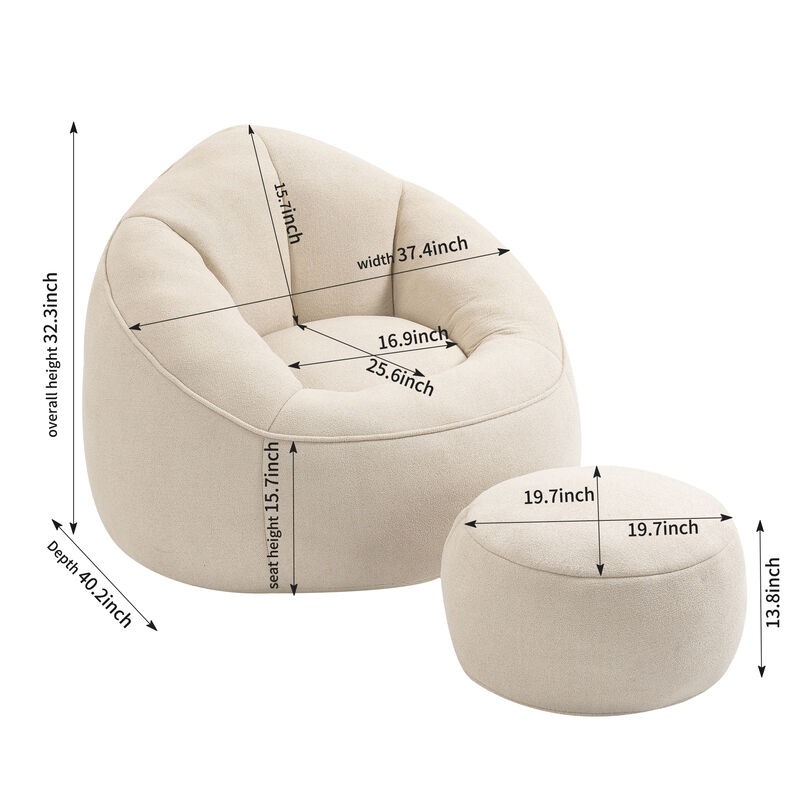 Merax Bean Bag Sofa Accent Chair with Footrest