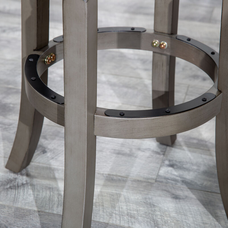 Palmer Lake 30" Barstool, Weathered Gray Finish, Beige Fabric Seat