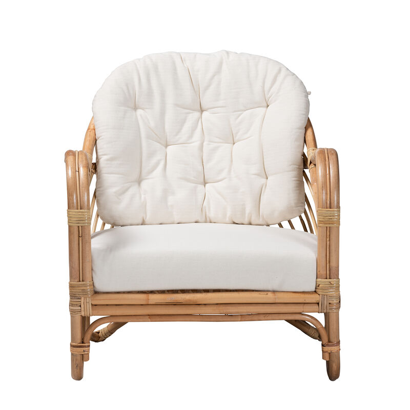 Bali & Pari Aliane Modern Bohemian Natural Brown Antique Rattan Armchair