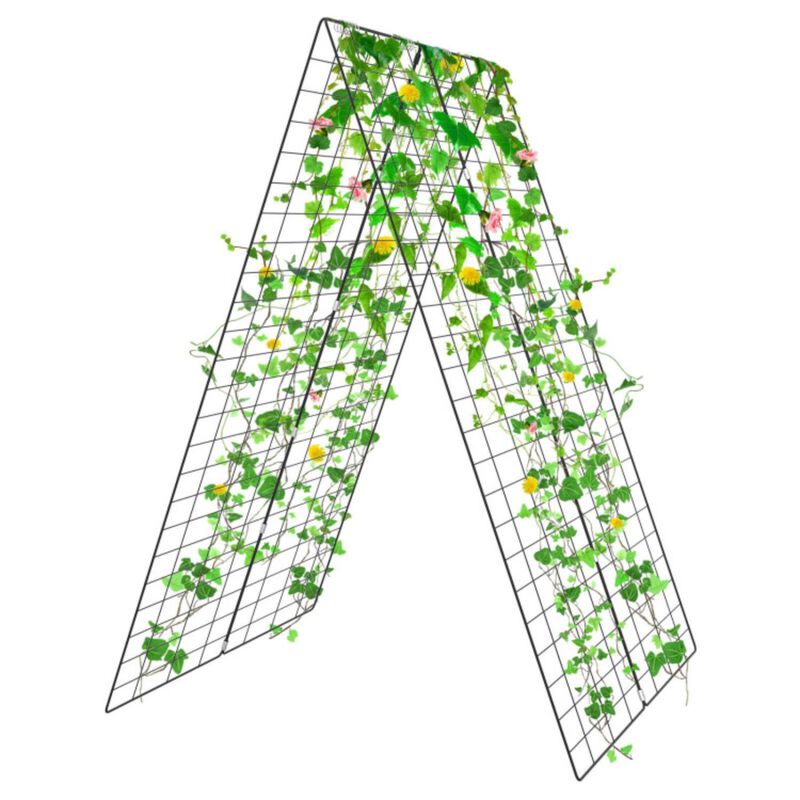 Hivvago 2 Pieces Foldable A-Frame Trellis Plant Supports with Twist Ties-Green