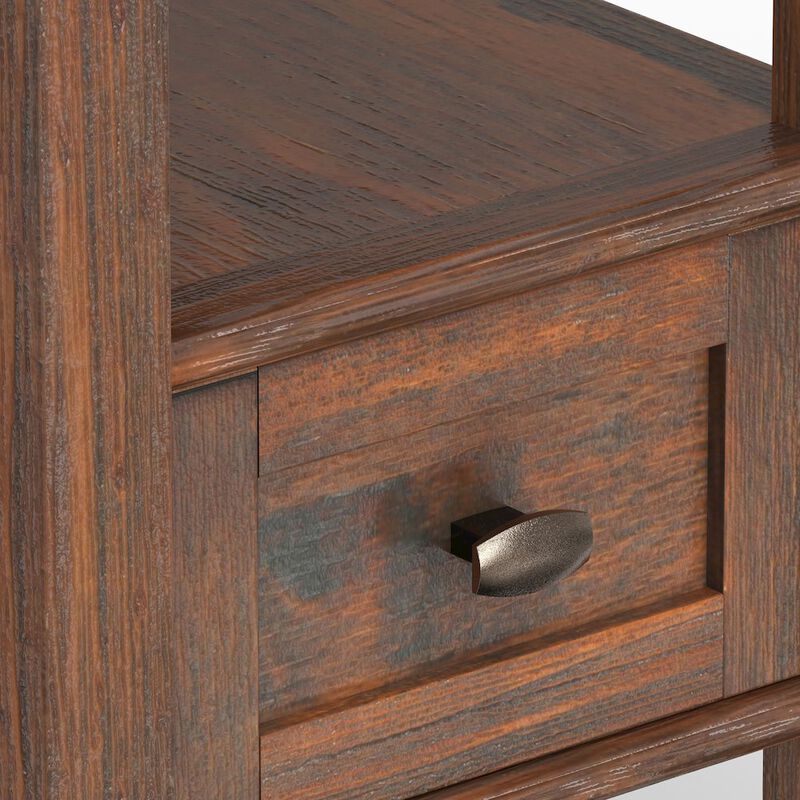 Simpli Home Warm Shaker Solid Wood Narrow Side Table In Distressed Charcoal Brown