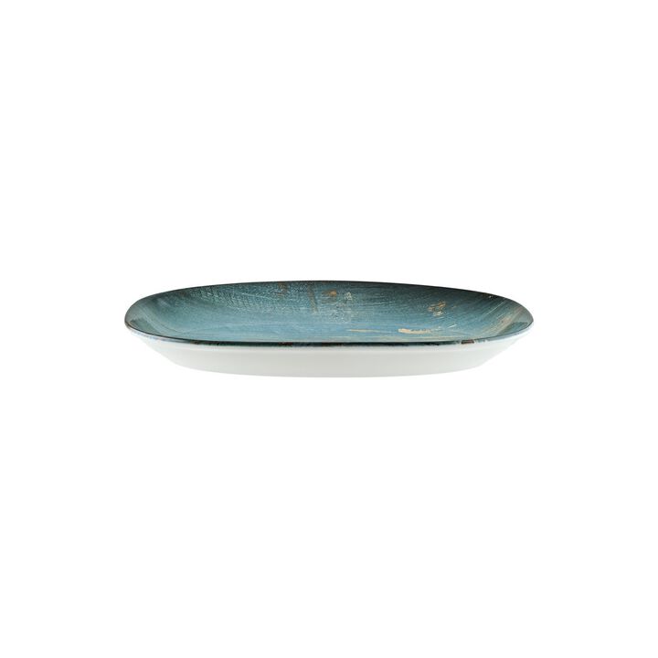 Madera 13" x 7.5" x h:1.5" Oval Decorated Porcelain Platter