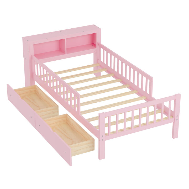Merax Platform Bed with Headboard Storage Rack