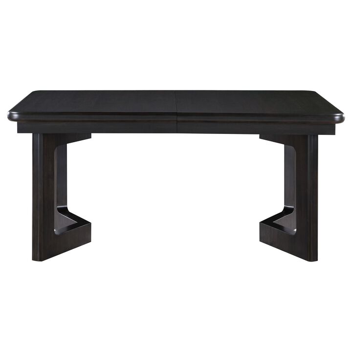 Hanna Dining Table, Extension Leaf, Dark Brown, Rectangular 66-84 Inch - Benzara