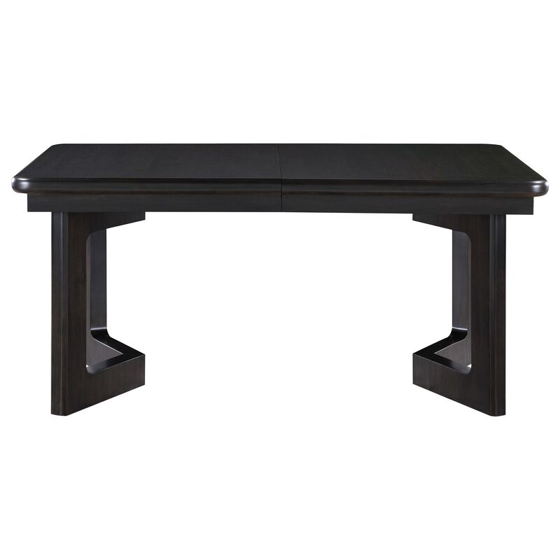 Hanna Dining Table, Extension Leaf, Dark Brown, Rectangular 66-84 Inch - Benzara