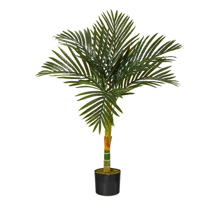 Hivvago 3 Feet Single Stalk Golden Cane Artificial Palm Tree