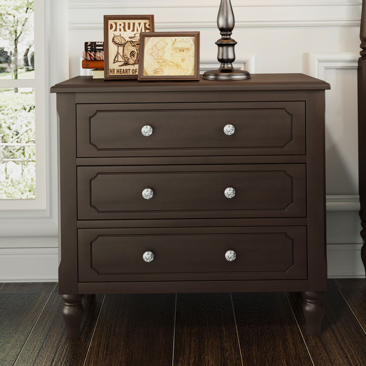 Merax Vintage Nightstand with 3 Drawers