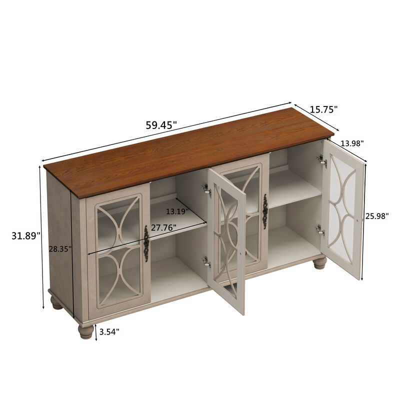 Merax European Antique Style 4-Door Sideboard Cabinet