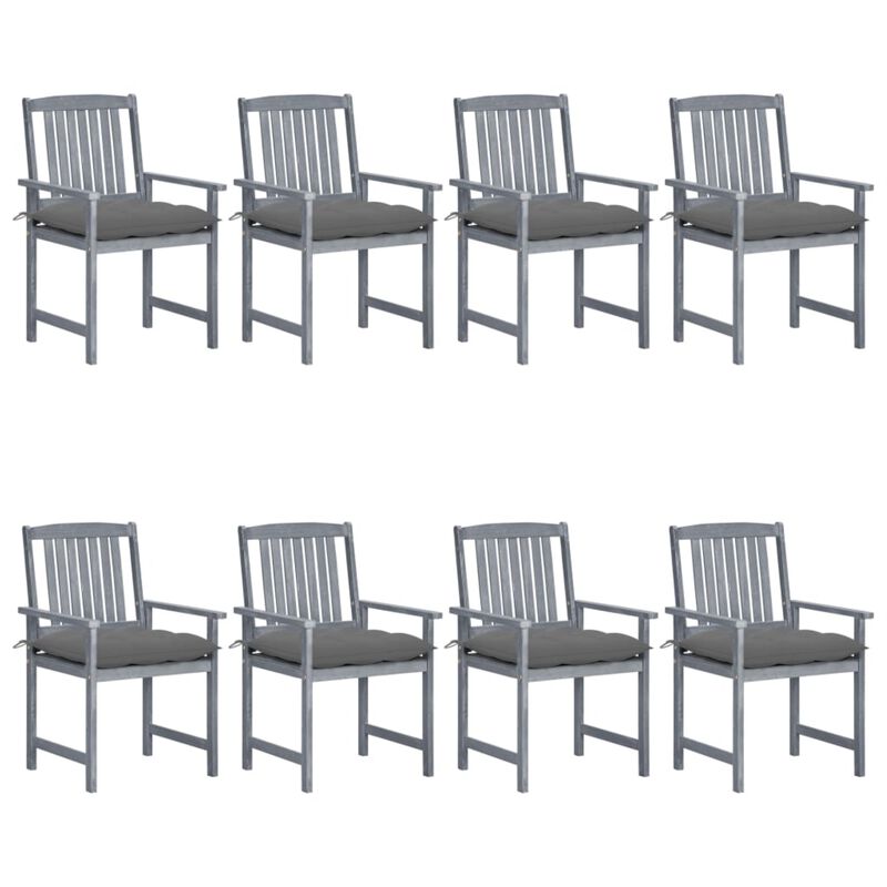 vidaXL Garden Chairs with Cushions 8 pcs Solid Acacia Wood Gray