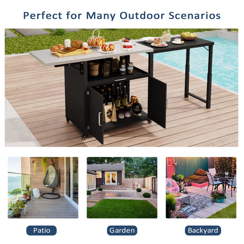 Merax Kitchen Island with Expandable Work Surfaces