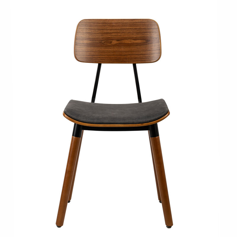 VICTORIA Set of 2 Wood and Faux Leather Dining Chairs