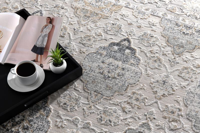 Silvia Contemporary Transitional South-Western Grey Cream Indoor Area Rug