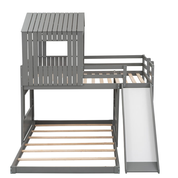 Merax Playhouse Bunk Bed with Slide
