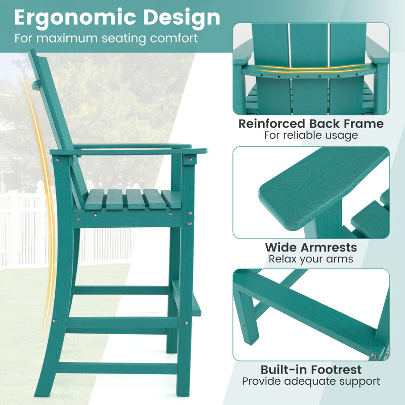 Adirondack Outdoor Bar Stool with Ergonomic Backrest – Comfortable Patio Seating