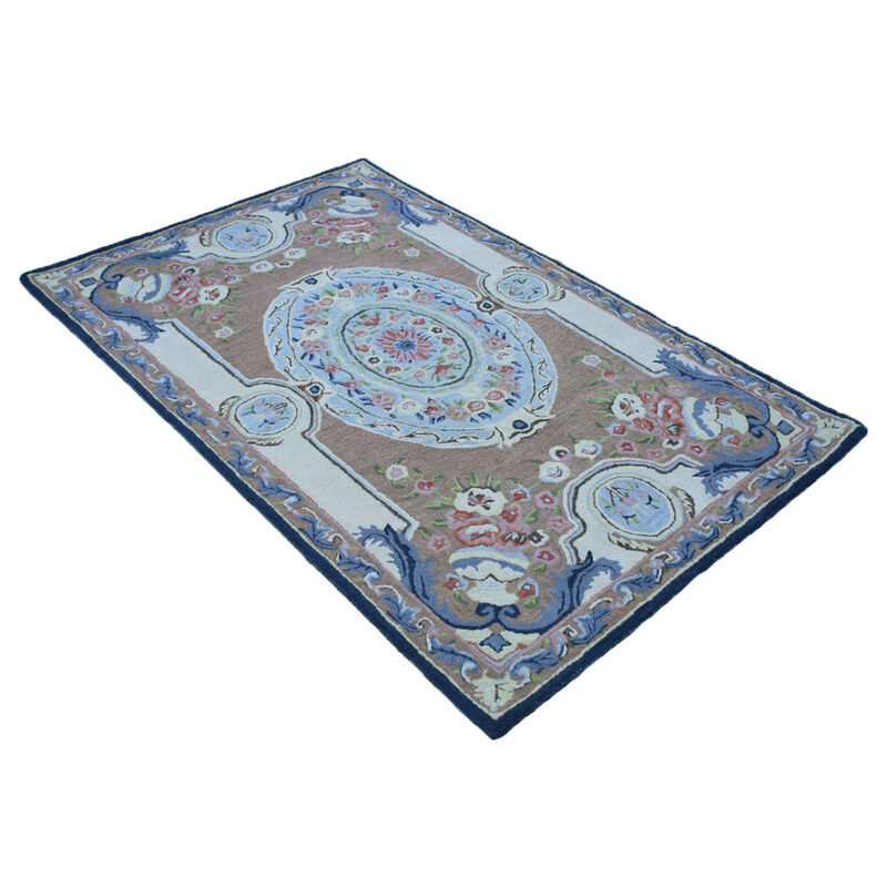 RUGSOTIC CARPETS HAND TUFTED WOOL ECO-FRIENDLY AREA RUGS  - 5'x8', Rectangle Shape, Light Brown, Classic Oriental Traditional  Design, High Pile Thick Handmade Anti Skid Area Rugs (K00S05)