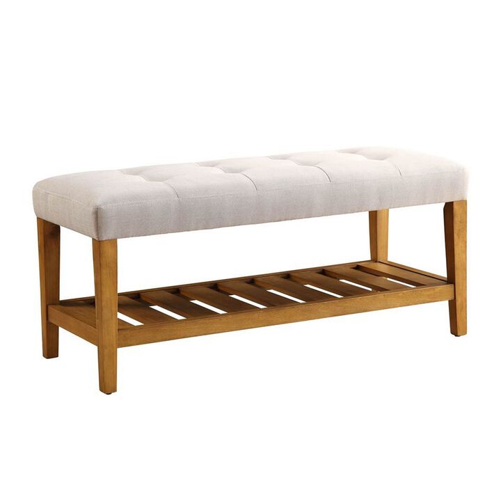 Wooden Bench, Light Gray & Oak-Benzara