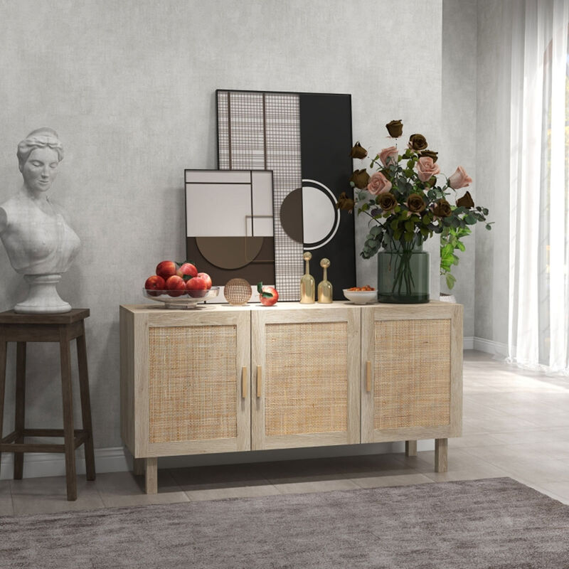 Wooden Kitchen Storage Cabinet with Shelves for Pantry and Garage Organization