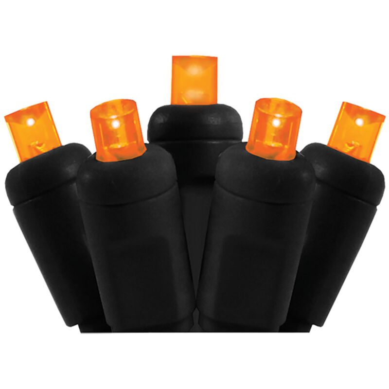 50 Orange Frosted LED Wide Angle Christmas String Lights - 25.17 ft Black Wire