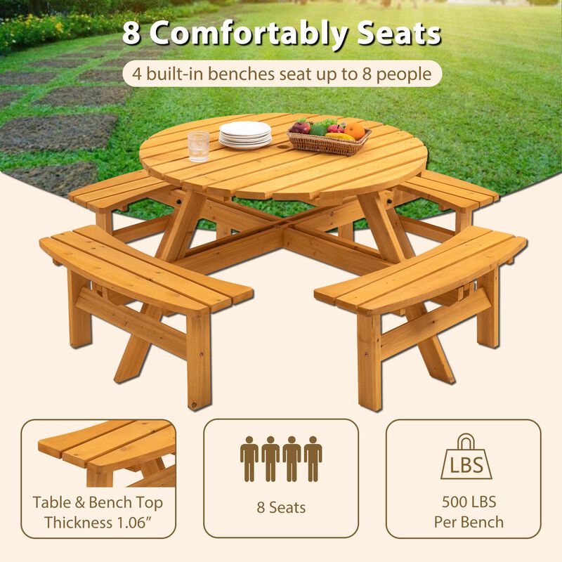 8-Person Picnic Table Large Outdoor Dining Table for Patio, Backyard & Garden