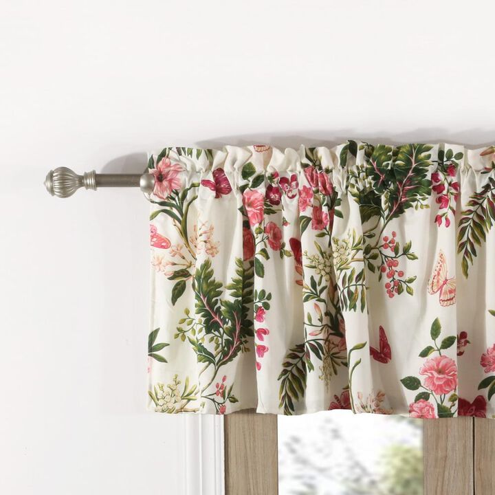 Greenland Home Fashion Butterflies High Quality Ready Made Polyester Fabric Window Curtain Valance - Multi 84x14"