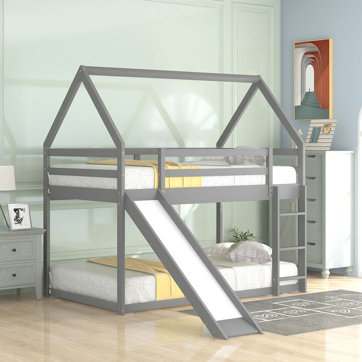 Merax Twin Size Bunk House Bed with Slide and Ladder.