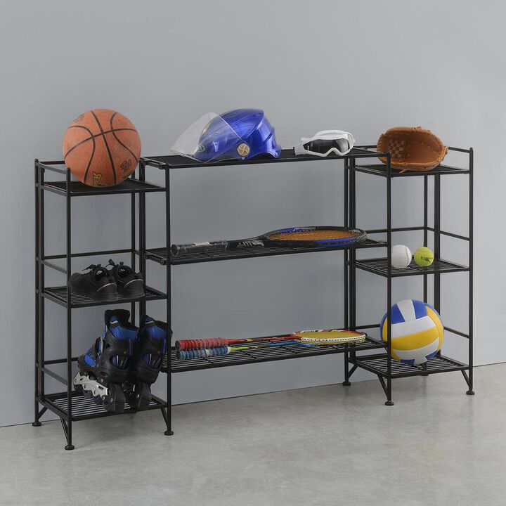 Convenience Concepts Xtra Storage 3 Tier Folding Metal Shelves with Set of 3 Deluxe Extension Shelves