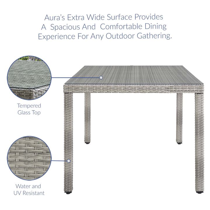 Modway - Aura 68" Outdoor Patio Wicker Rattan Dining Table Gray