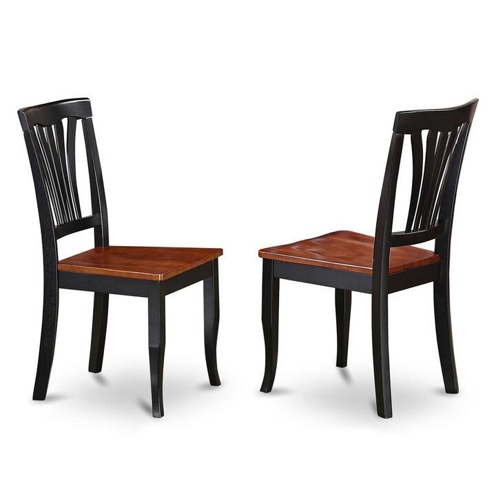 East West Furniture Avon  Chair  for  dining  room  Wood  Seat-Black  and  Cherry  Finish,  Set  of  2