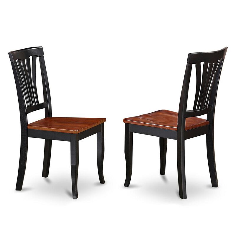 East West Furniture Avon  Chair  for  dining  room  Wood  Seat-Black  and  Cherry  Finish,  Set  of  2
