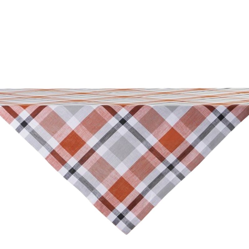 Solino Home 100% Pure Linen Table Throw 52 x 52 Inch | Fall Buffalo Check for Thanksgiving, Christmas
