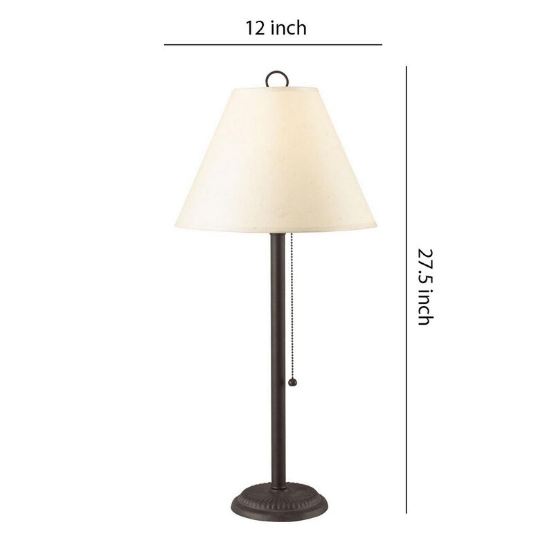 Paper Shade Metal Table Lamp with Pull Chain Switch,Set of 4,White and Black-Benzara