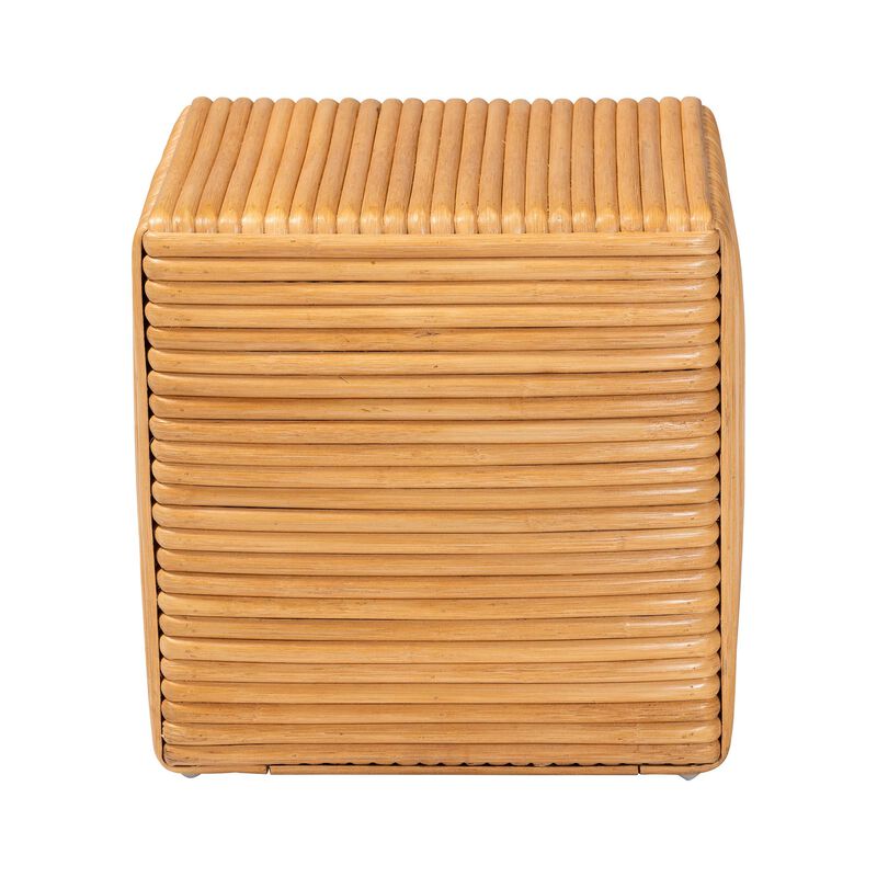 Bali & Pari Karina Bohemian Light Honey Rattan Footstool
