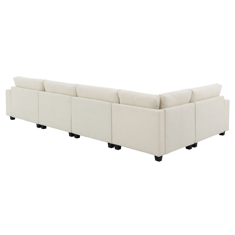 Merax U Shaped Chenille Sectional Sofa with Cup Holders
