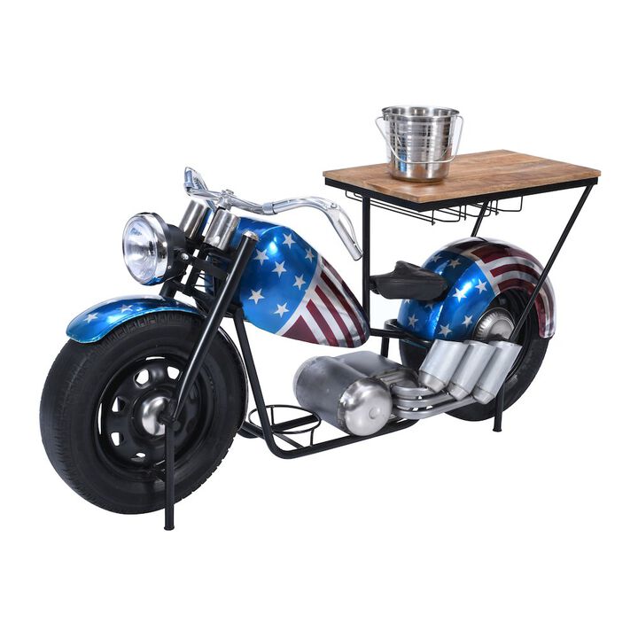 Jofran Glory Days 70 Patriotic American Flag Motorcycle Bar Console Table