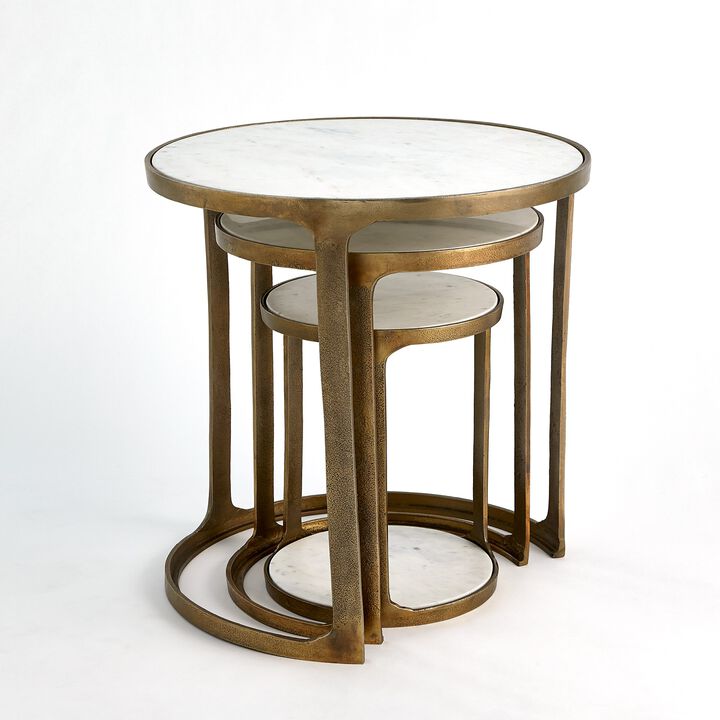 Set of 3 Marble Top Nesting Tables