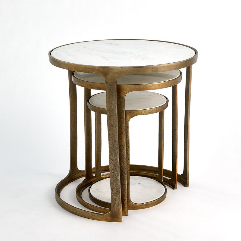 Set of 3 Marble Top Nesting Tables