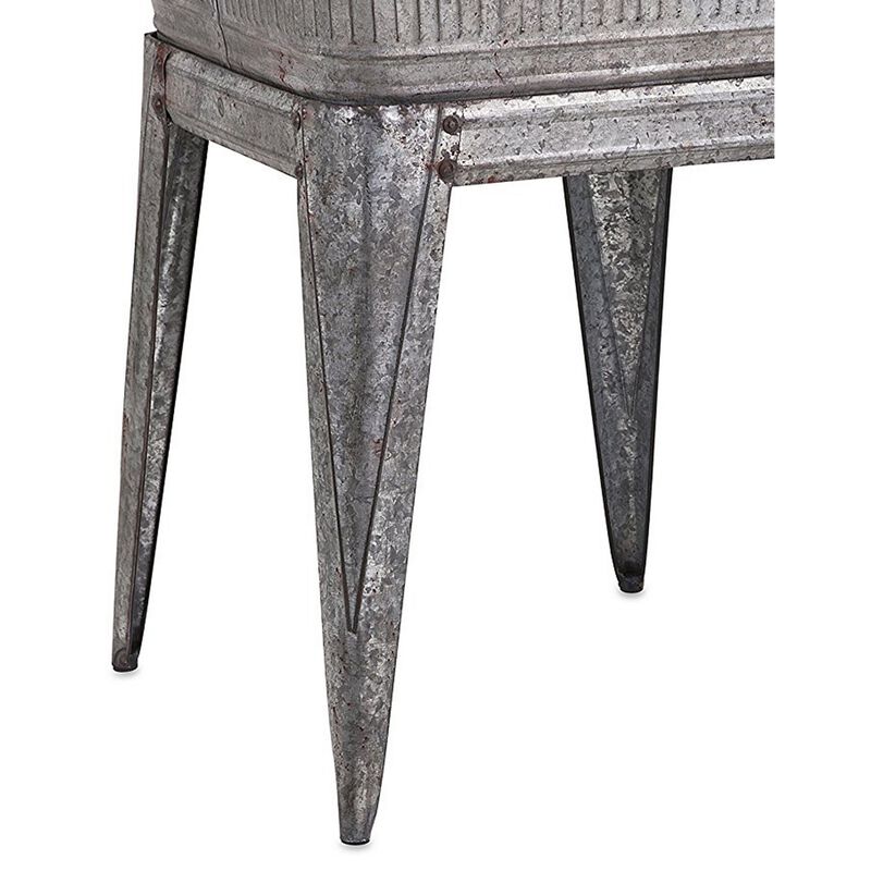 Multi Functional Galvanized Metal Tub on Stand, Gray-Benzara