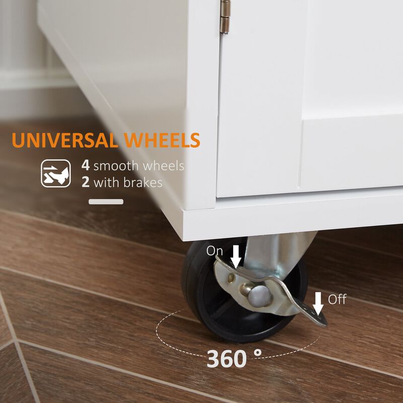 Black Kitchen Companion: Utility Cart with Wheels, Drawer & Cabinet
