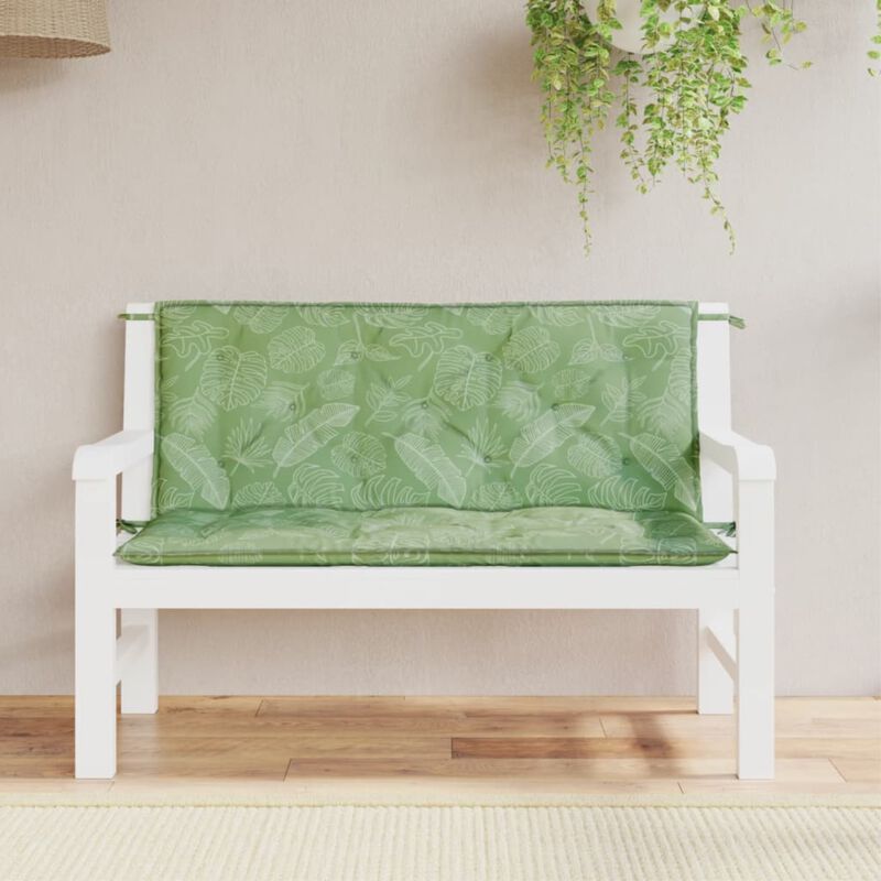 vidaXL Garden Bench Cushions 2pcs Leaf Pattern 47.2"x19.7"x2.8" Fabric