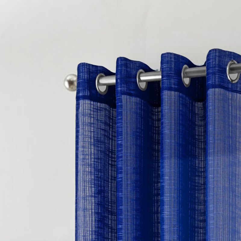 RT Designers Collection Dexter Linen Texture Grommet Sheer Light Filtering Window Curtain Panel 54" x 90" Navy