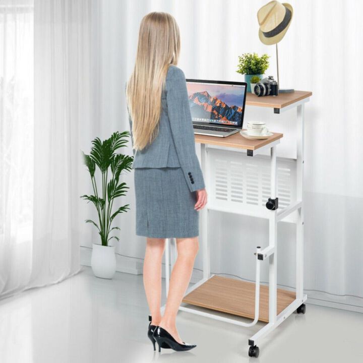 Hivvago Height Adjustable Mobile Computer Stand-Up Desk with 2 Modes