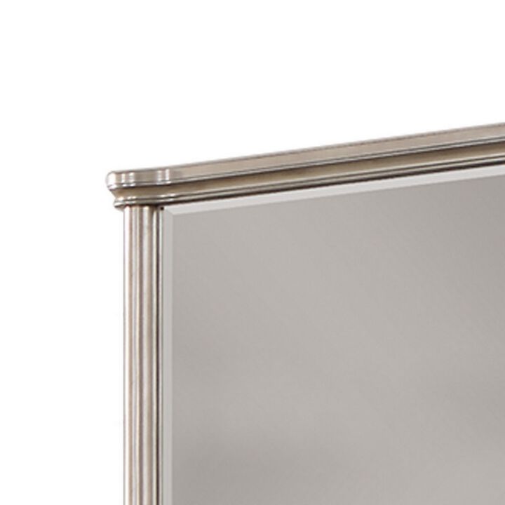 Ada 38 x 45 Rectangular Dresser Mirror, Molded Trim, Pine Wood, Brown-Benzara