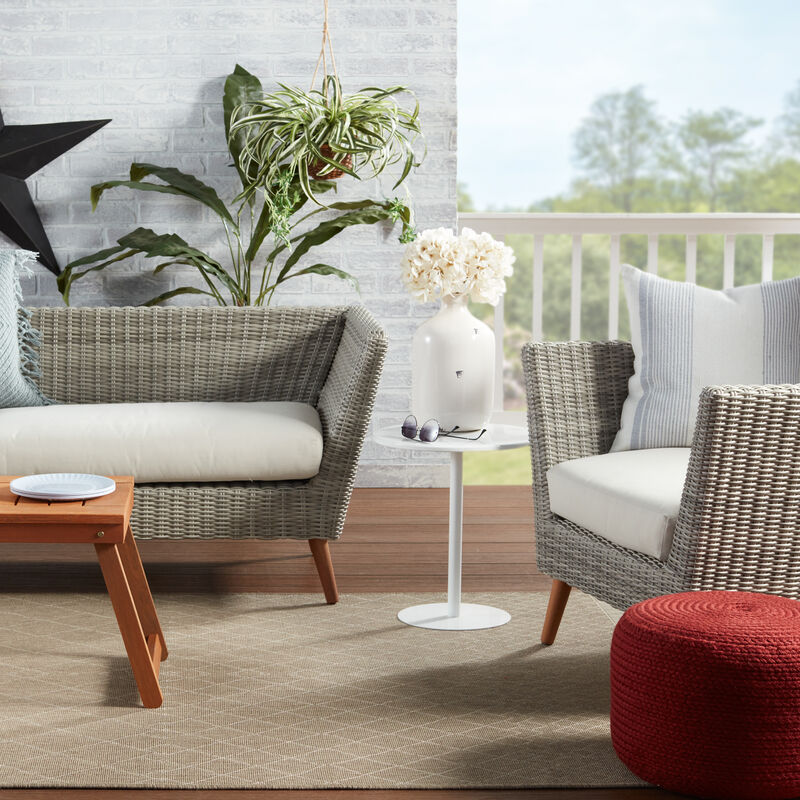 Saba Solar Pouf in Red Dahlia