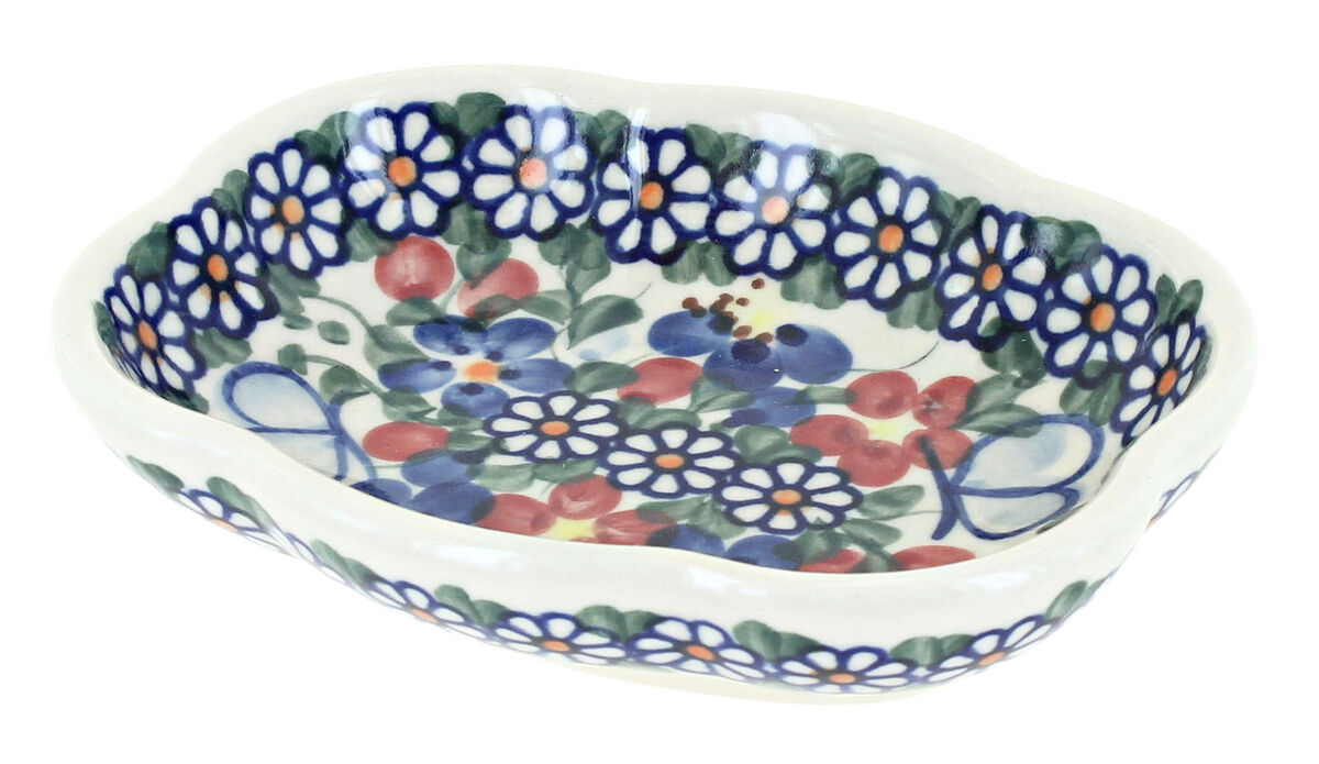 Blue Rose Polish Pottery Spring Blossom Soap Dish